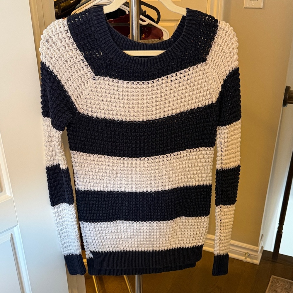 American Eagle Outfitters Navy and White Striped Sweater